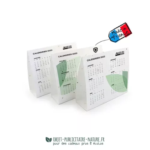 Calendrier chevalet publicitaire en papier graines format 145x125x45 à personnaliser