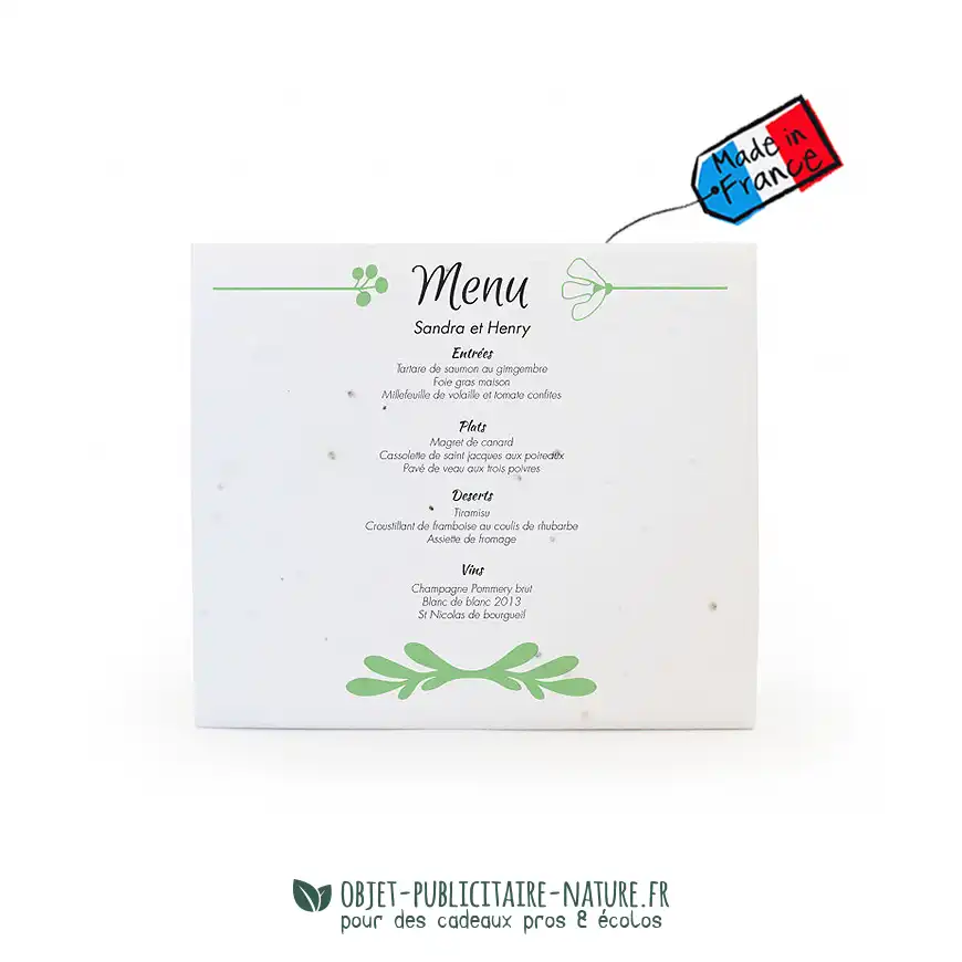 Calendrier chevalet publicitaire en papier graines format 145x125x45 à personnaliser