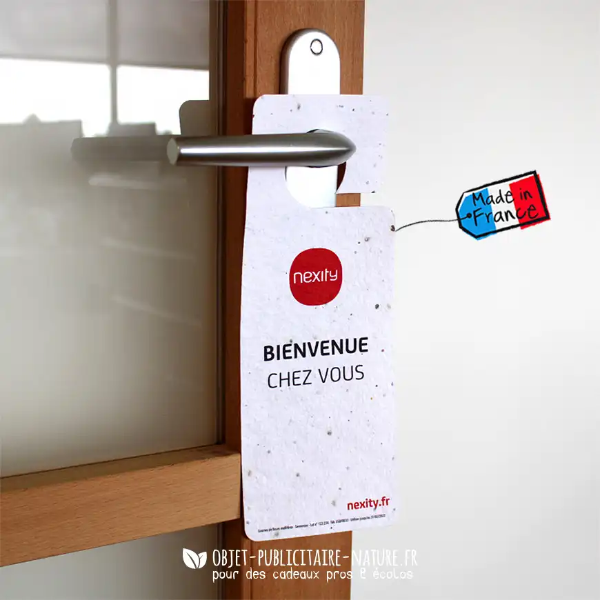 Accroche-porte publicitaire en papier ensemencé à personnaliser