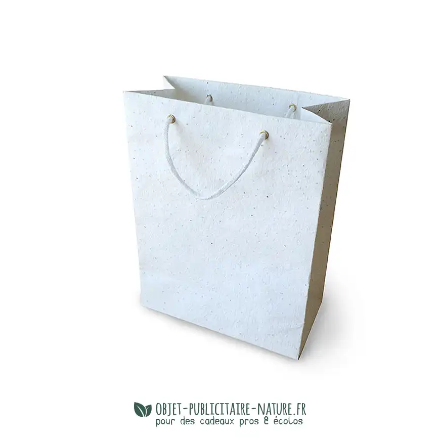 Sac papier graines publicitaire avec cordelette format 280x220x11mm à personnaliser