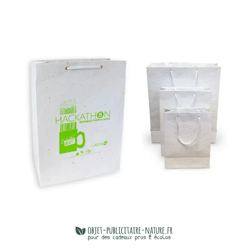 Sac papier graines publicitaire avec cordelette format 280x220x11mm personnalisable