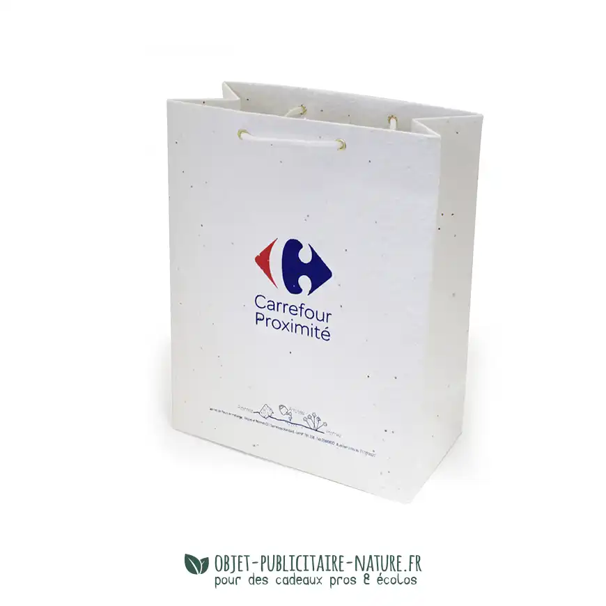 Sac papier graines publicitaire avec cordelette format 280x220x11mm personnalisable
