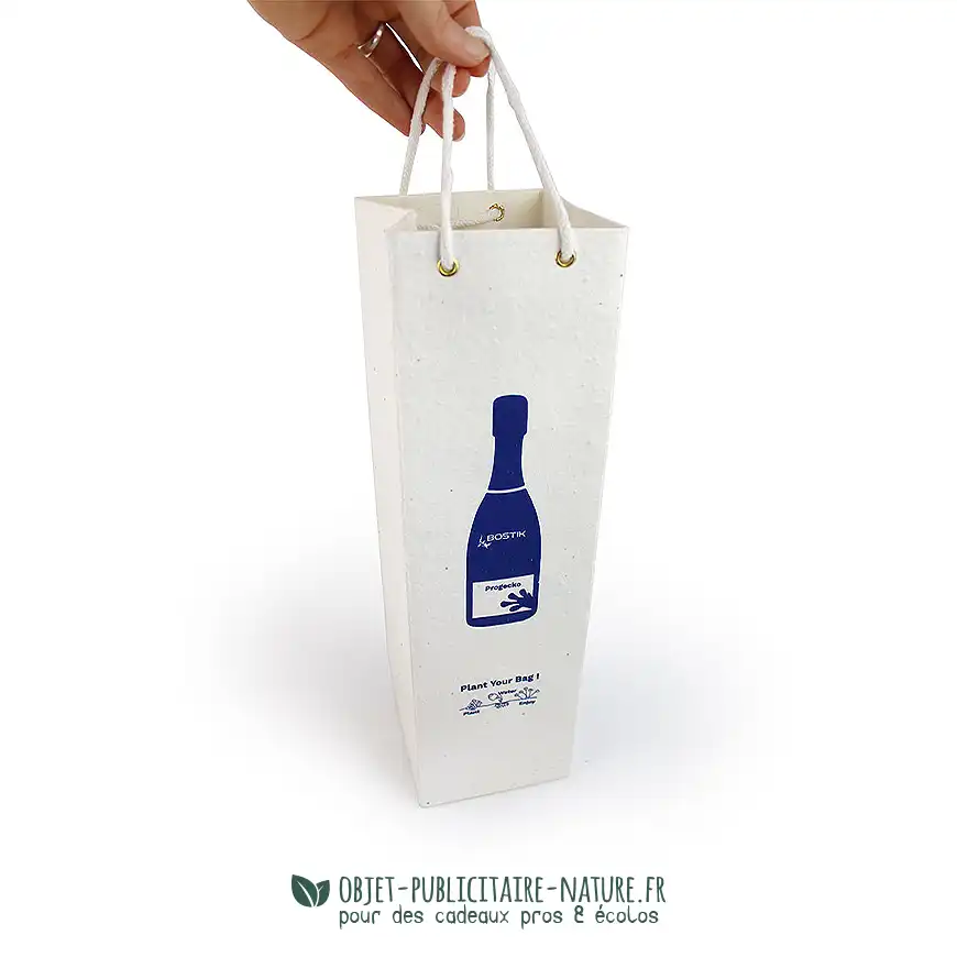 Sac papier graines publicitaire avec cordelette format 345x95x9,5mm personnalisable