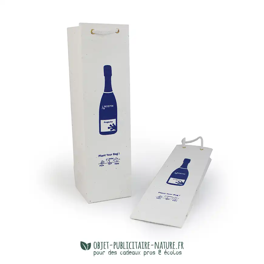 Sac papier graines publicitaire avec cordelette format 345x95x9,5mm personnalisé