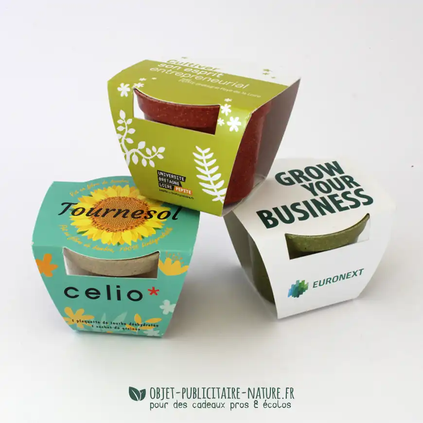 Kit de plantation biodégradable pot paille de riz coloré personnalisable