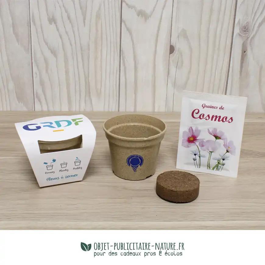 Kit de plantation biodégradable pot paille de riz coloré personnalisable