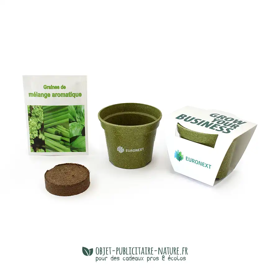 Kit de plantation biodégradable pot paille de riz coloré personnalisé