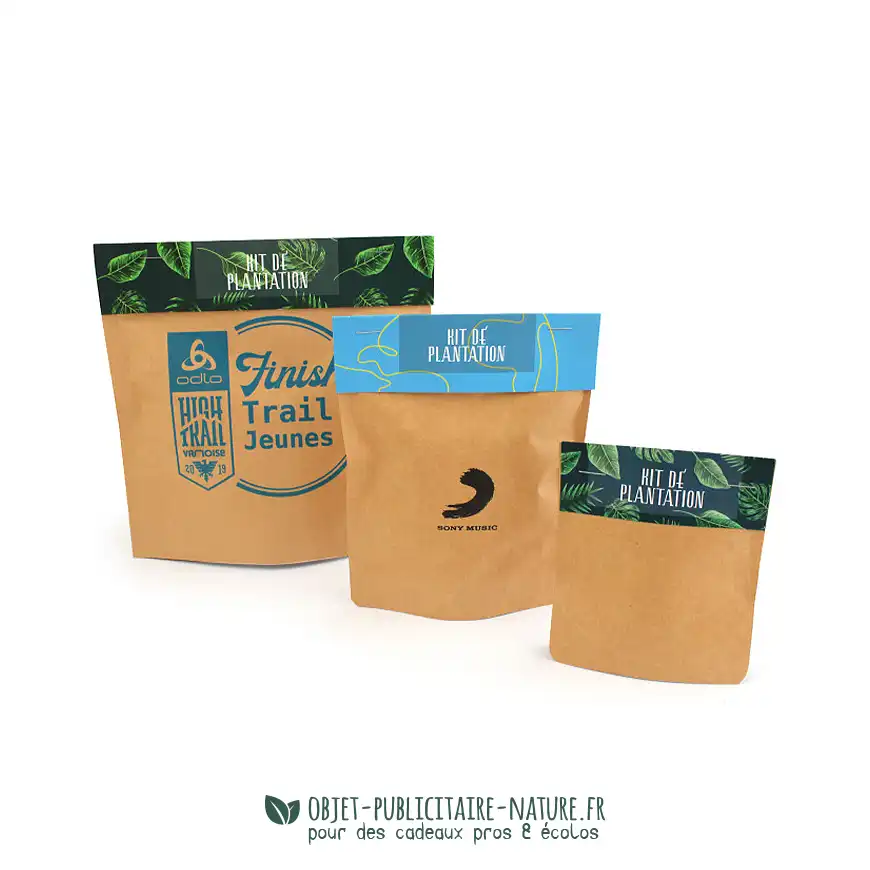 Kit de plantation sac autoportant kraft à personnaliser mini format
