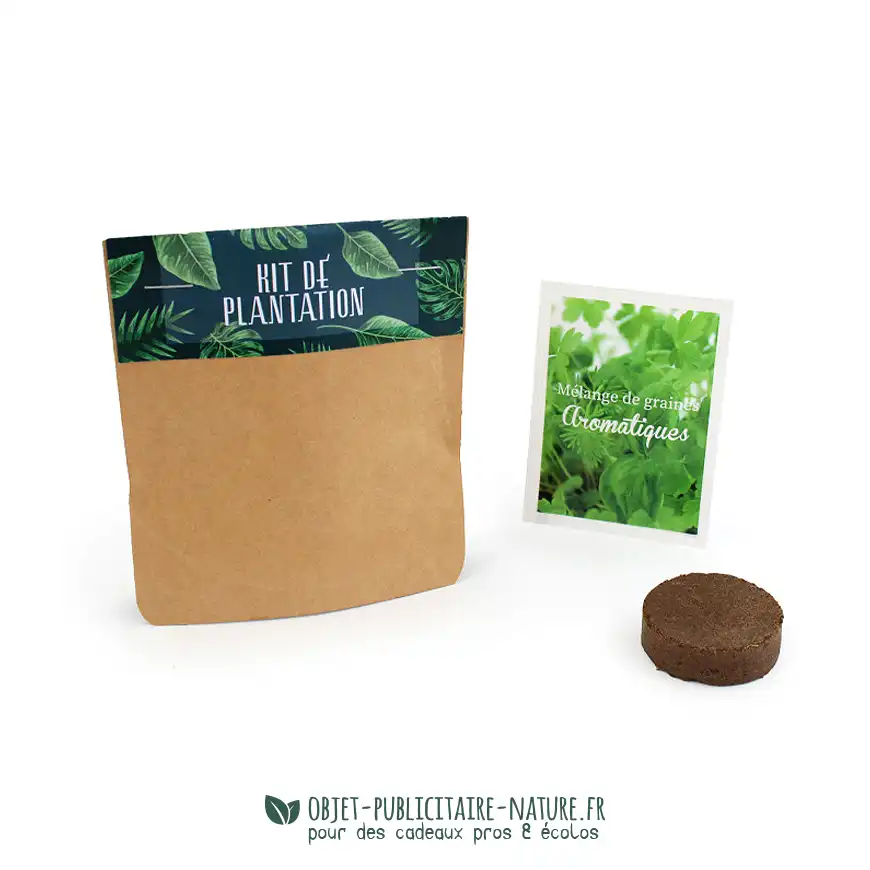 Kit de plantation publicitaire sac autoportant kraft à personnaliser mini format