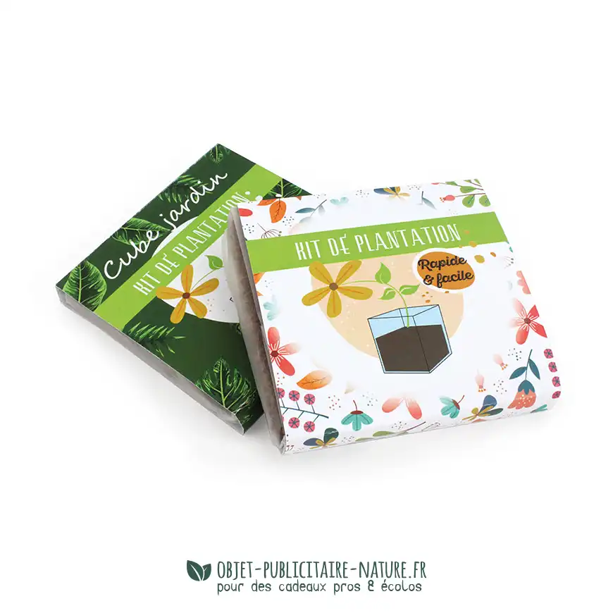 Kit de plantation publicitaire de poche avec plaquette de coco déshydratée personnalisable