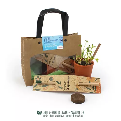 Kit de plantation publicitaire pot terre cuite avec crayon à graines