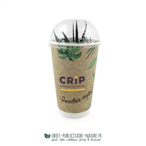 Smoothie plante publicitaire dans gobelet carton personnalisable