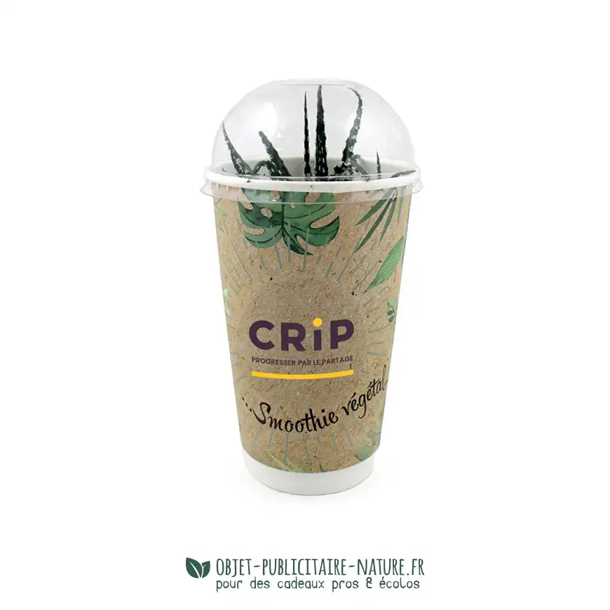 Smoothie plante publicitaire dans gobelet carton personnalisable