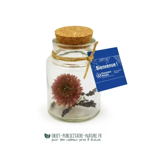 Flacon en verre publicitaire de fleurs séchées personnalisable