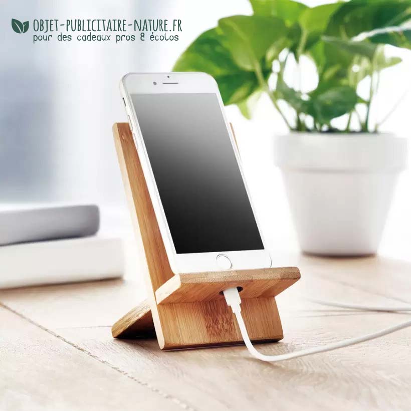 Support de téléphone en bambou personnalisable